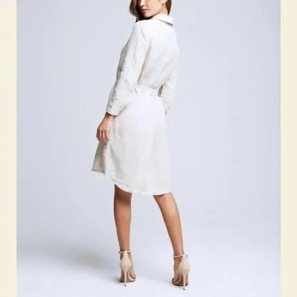 NWD L'AGENCE BELLA linen belted SHIRT DRESS Size S White #1K409 - Picture 4 of 11